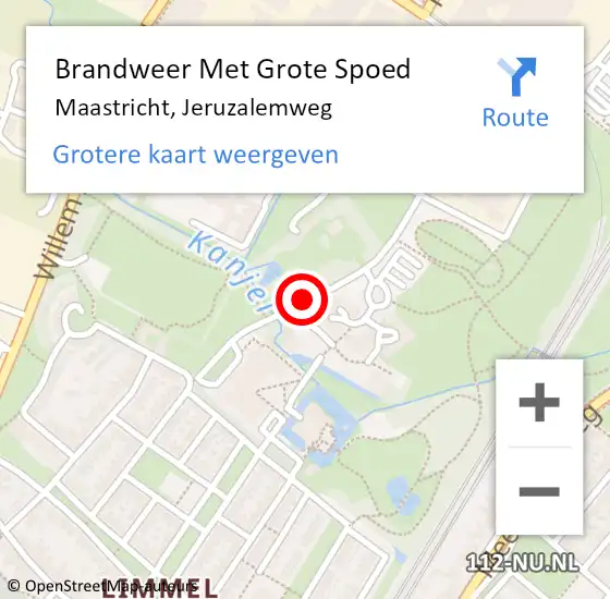 Locatie op kaart van de 112 melding: Brandweer Met Grote Spoed Naar Maastricht, Jeruzalemweg op 27 juli 2020 14:30