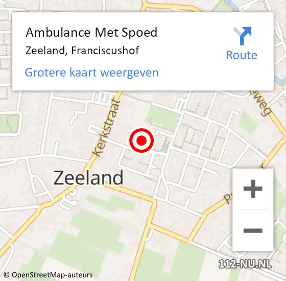 Locatie op kaart van de 112 melding: Ambulance Met Spoed Naar Zeeland, Franciscushof op 27 juli 2020 15:58