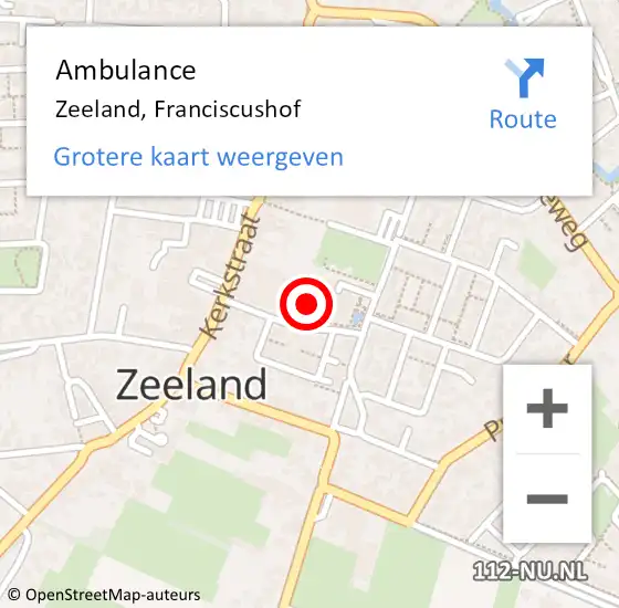 Locatie op kaart van de 112 melding: Ambulance Zeeland, Franciscushof op 27 juli 2020 16:11