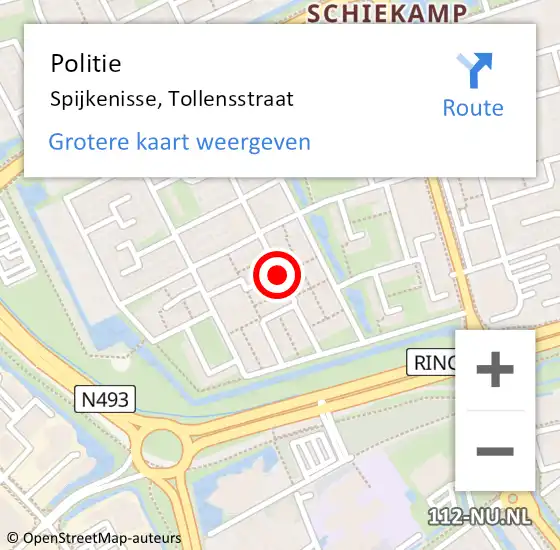 Locatie op kaart van de 112 melding: Politie Spijkenisse, Tollensstraat op 27 juli 2020 16:27