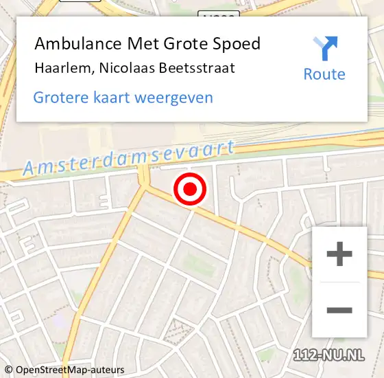 Locatie op kaart van de 112 melding: Ambulance Met Grote Spoed Naar Haarlem, Nicolaas Beetsstraat op 27 juli 2020 16:40