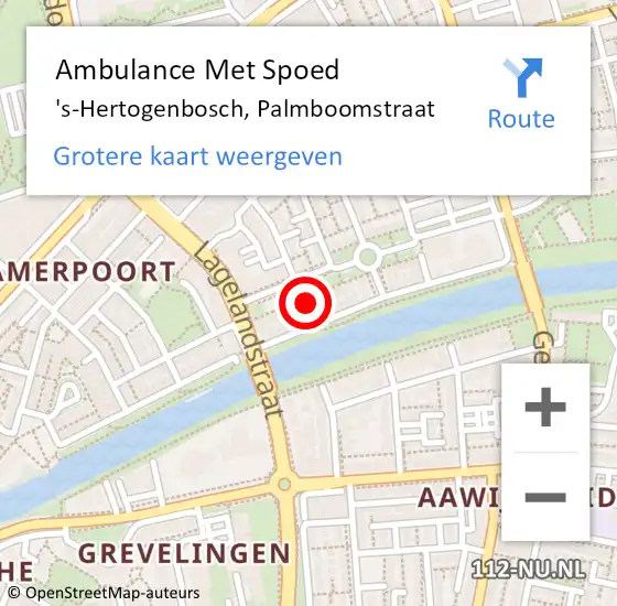 Locatie op kaart van de 112 melding: Ambulance Met Spoed Naar 's-Hertogenbosch, Palmboomstraat op 27 juli 2020 17:19