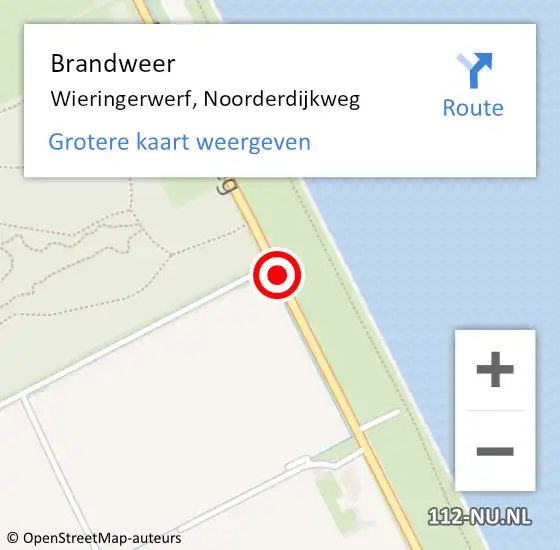 Locatie op kaart van de 112 melding: Brandweer Wieringerwerf, Noorderdijkweg op 27 juli 2020 17:19