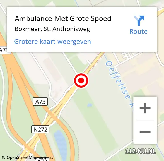 Locatie op kaart van de 112 melding: Ambulance Met Grote Spoed Naar Boxmeer, St. Anthonisweg op 27 juli 2020 18:17