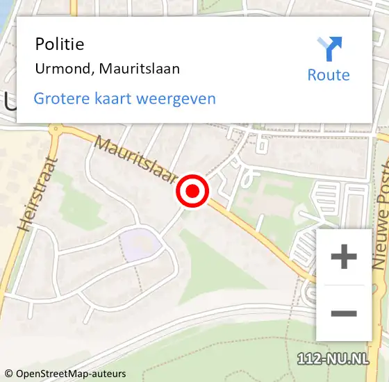 Locatie op kaart van de 112 melding: Politie Urmond, Mauritslaan op 27 juli 2020 19:13