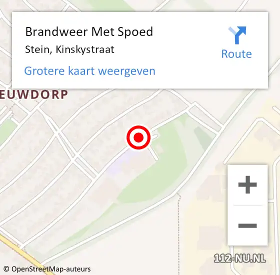 Locatie op kaart van de 112 melding: Brandweer Met Spoed Naar Stein, Kinskystraat op 27 juli 2020 19:30