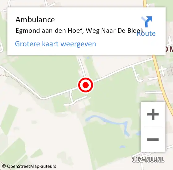 Locatie op kaart van de 112 melding: Ambulance Egmond aan den Hoef, Weg Naar De Bleek op 27 juli 2020 21:32