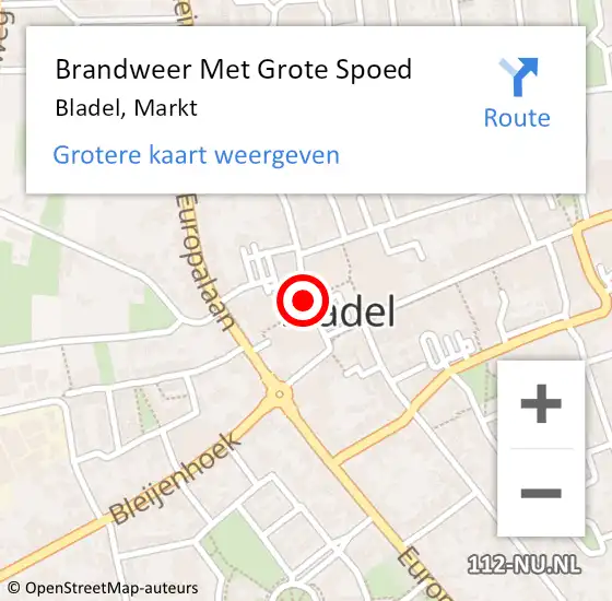 Locatie op kaart van de 112 melding: Brandweer Met Grote Spoed Naar Bladel, Markt op 28 juli 2020 00:06