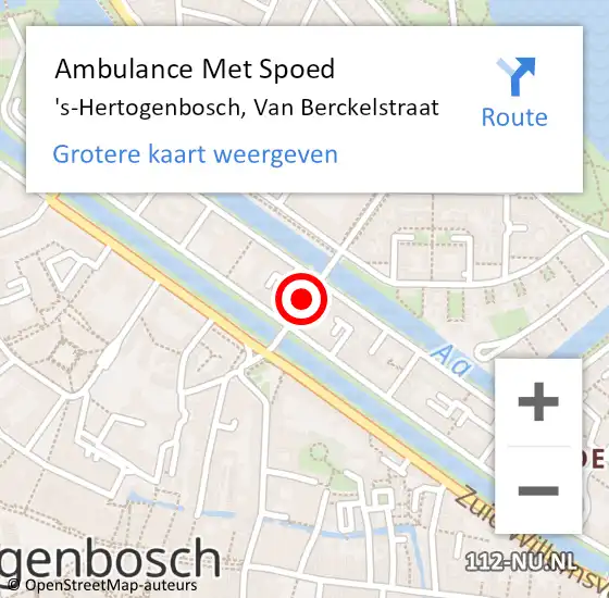 Locatie op kaart van de 112 melding: Ambulance Met Spoed Naar 's-Hertogenbosch, van Berckelstraat op 28 juli 2020 01:23