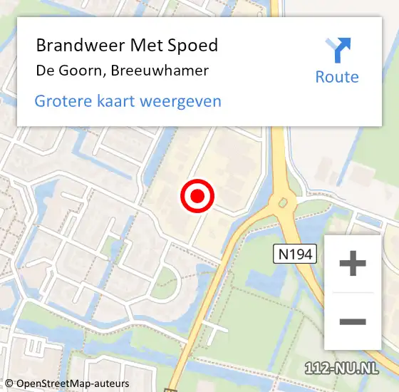 Locatie op kaart van de 112 melding: Brandweer Met Spoed Naar De Goorn, Breeuwhamer op 28 juli 2020 02:20