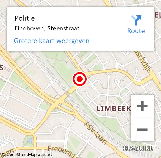 Locatie op kaart van de 112 melding: Politie Eindhoven, Steenstraat op 28 juli 2020 02:25