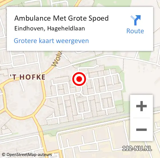 Locatie op kaart van de 112 melding: Ambulance Met Grote Spoed Naar Eindhoven, Hageheldlaan op 28 juli 2020 03:07