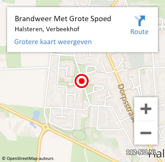 Locatie op kaart van de 112 melding: Brandweer Met Grote Spoed Naar Halsteren, Verbeekhof op 28 juli 2020 05:03