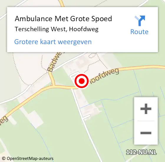 Locatie op kaart van de 112 melding: Ambulance Met Grote Spoed Naar Terschelling West, Hoofdweg op 14 mei 2014 00:29