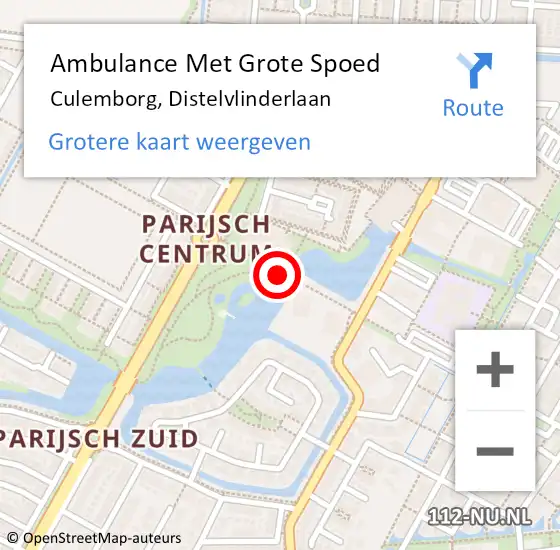 Locatie op kaart van de 112 melding: Ambulance Met Grote Spoed Naar Culemborg, Distelvlinderlaan op 28 juli 2020 07:14