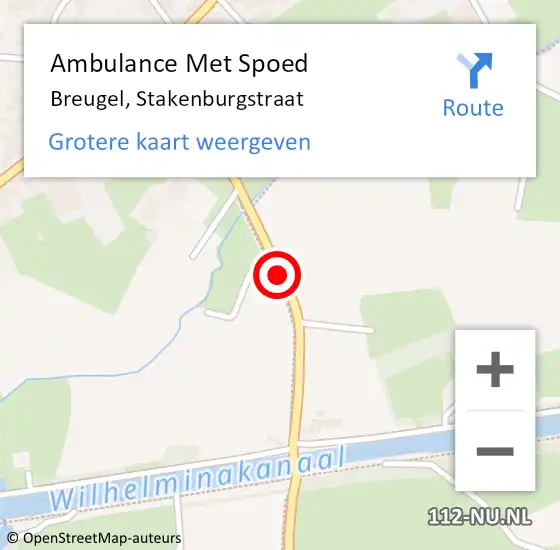 Locatie op kaart van de 112 melding: Ambulance Met Spoed Naar Breugel, Stakenburgstraat op 28 juli 2020 07:58