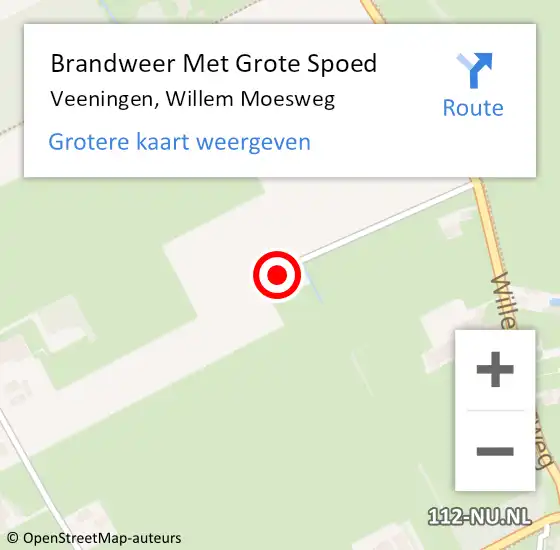 Locatie op kaart van de 112 melding: Brandweer Met Grote Spoed Naar Veeningen, Willem Moesweg op 14 mei 2014 00:45