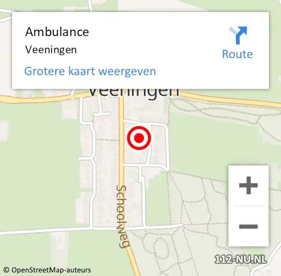 Locatie op kaart van de 112 melding: Ambulance Veeningen op 14 mei 2014 00:48