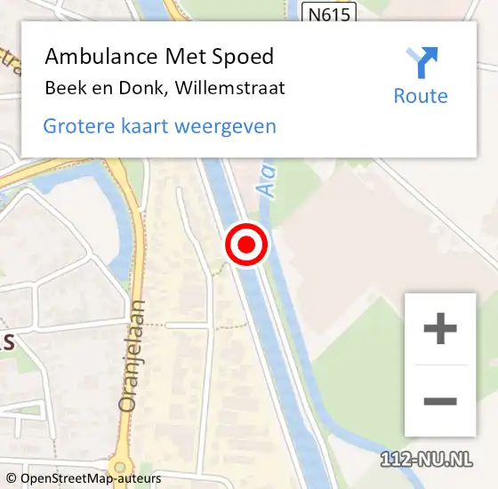 Locatie op kaart van de 112 melding: Ambulance Met Spoed Naar Beek en Donk, Willemstraat op 28 juli 2020 09:15