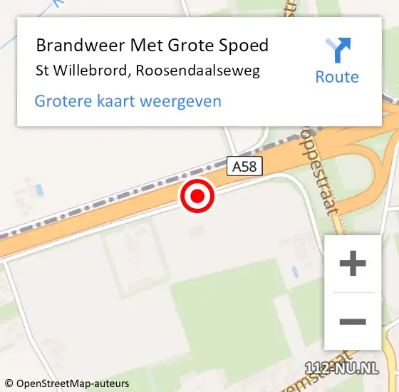 Locatie op kaart van de 112 melding: Brandweer Met Grote Spoed Naar St Willebrord, Roosendaalseweg op 28 juli 2020 10:13