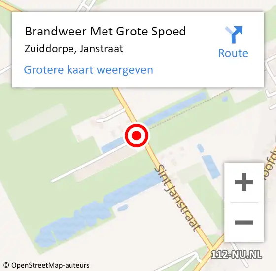 Locatie op kaart van de 112 melding: Brandweer Met Grote Spoed Naar Zuiddorpe, Janstraat op 28 juli 2020 10:25