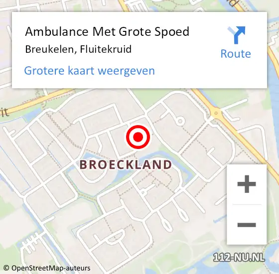 Locatie op kaart van de 112 melding: Ambulance Met Grote Spoed Naar Breukelen, Fluitekruid op 14 mei 2014 01:19