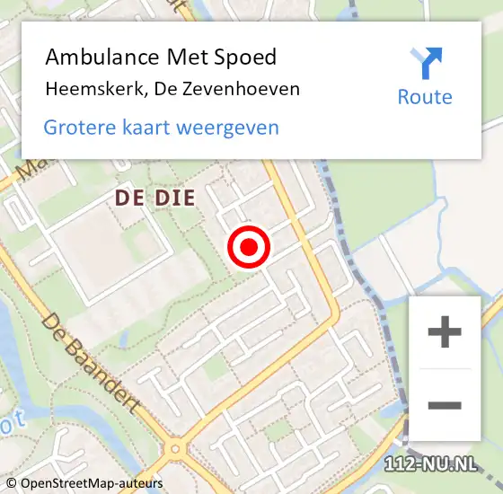 Locatie op kaart van de 112 melding: Ambulance Met Spoed Naar Heemskerk, De Zevenhoeven op 28 juli 2020 11:52