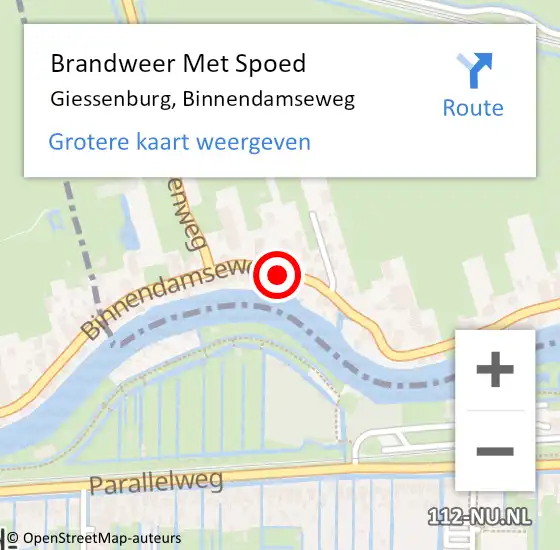 Locatie op kaart van de 112 melding: Brandweer Met Spoed Naar Giessenburg, Binnendamseweg op 28 juli 2020 13:29