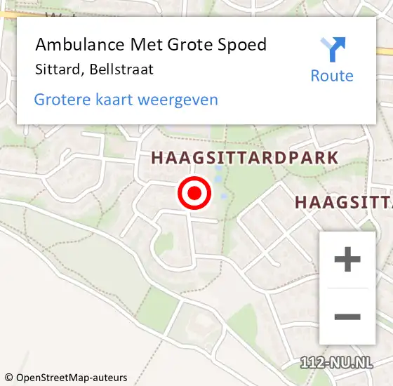 Locatie op kaart van de 112 melding: Ambulance Met Grote Spoed Naar Sittard, Bellstraat op 14 mei 2014 02:24