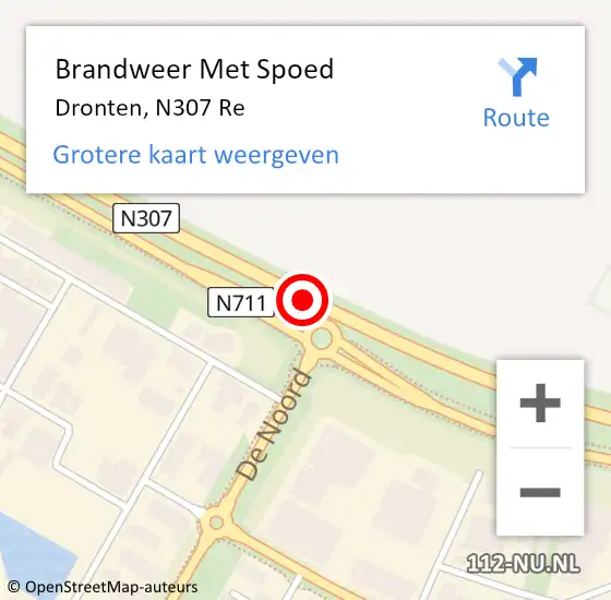 Locatie op kaart van de 112 melding: Brandweer Met Spoed Naar Dronten, N307 Re op 28 juli 2020 14:27