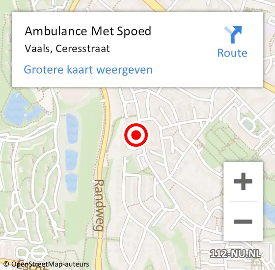 Locatie op kaart van de 112 melding: Ambulance Met Spoed Naar Vaals, Ceresstraat op 14 mei 2014 02:56