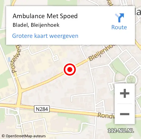 Locatie op kaart van de 112 melding: Ambulance Met Spoed Naar Bladel, Bleijenhoek op 28 juli 2020 16:11