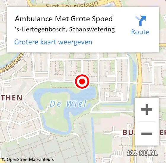 Locatie op kaart van de 112 melding: Ambulance Met Grote Spoed Naar 's-Hertogenbosch, Schanswetering op 28 juli 2020 16:13