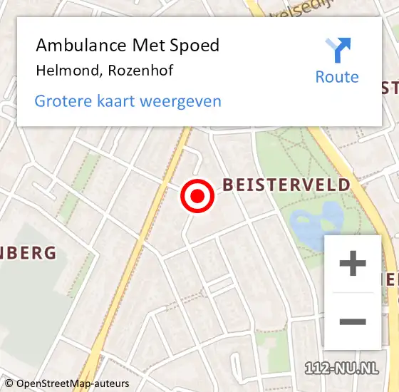 Locatie op kaart van de 112 melding: Ambulance Met Spoed Naar Helmond, Rozenhof op 28 juli 2020 16:25