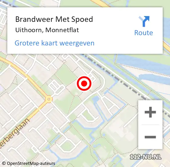 Locatie op kaart van de 112 melding: Brandweer Met Spoed Naar Uithoorn, Monnetflat op 28 juli 2020 16:50