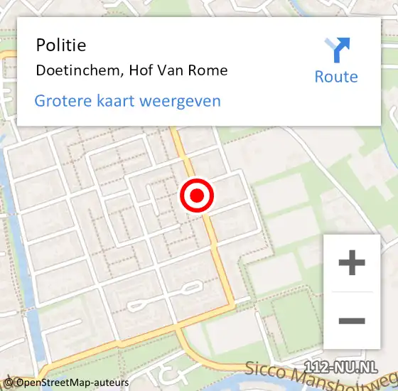 Locatie op kaart van de 112 melding: Politie Doetinchem, Hof Van Rome op 28 juli 2020 17:26