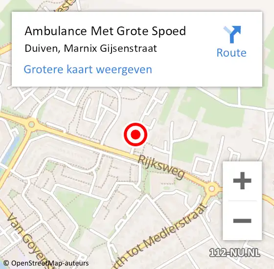 Locatie op kaart van de 112 melding: Ambulance Met Grote Spoed Naar Duiven, Marnix Gijsenstraat op 28 juli 2020 18:42