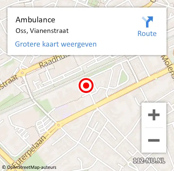 Locatie op kaart van de 112 melding: Ambulance Oss, Vianenstraat op 28 juli 2020 19:53