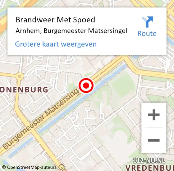 Locatie op kaart van de 112 melding: Brandweer Met Spoed Naar Arnhem, Burgemeester Matsersingel op 28 juli 2020 20:09
