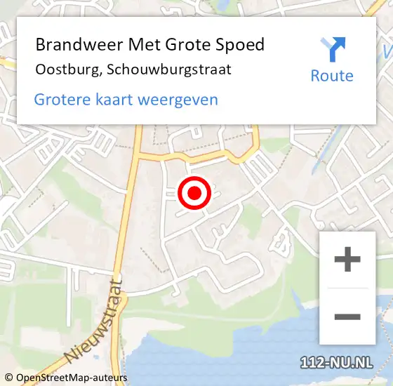Locatie op kaart van de 112 melding: Brandweer Met Grote Spoed Naar Oostburg, Schouwburgstraat op 28 juli 2020 20:51