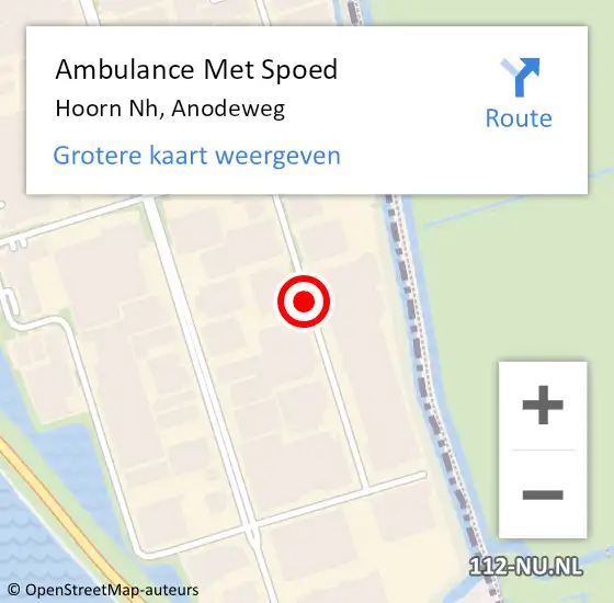 Locatie op kaart van de 112 melding: Ambulance Met Spoed Naar Hoorn Nh, Anodeweg op 28 juli 2020 21:23