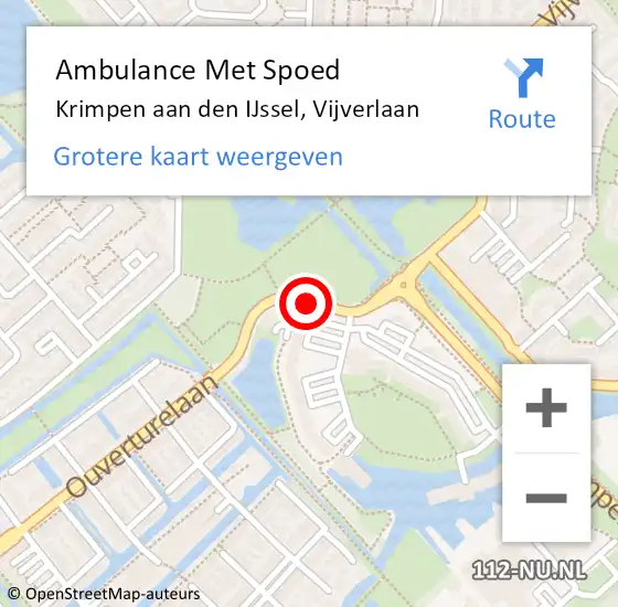 Locatie op kaart van de 112 melding: Ambulance Met Spoed Naar Krimpen aan den IJssel, Vijverlaan op 28 juli 2020 21:43