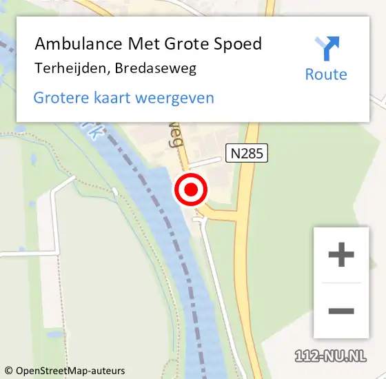 Locatie op kaart van de 112 melding: Ambulance Met Grote Spoed Naar Terheijden, Bredaseweg op 29 juli 2020 00:03