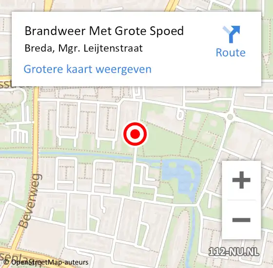 Locatie op kaart van de 112 melding: Brandweer Met Grote Spoed Naar Breda, Mgr. Leijtenstraat op 29 juli 2020 02:53