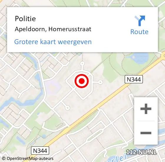 Locatie op kaart van de 112 melding: Politie Apeldoorn, Homerusstraat op 29 juli 2020 04:39