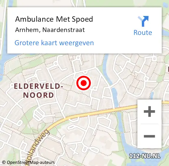 Locatie op kaart van de 112 melding: Ambulance Met Spoed Naar Arnhem, Naardenstraat op 29 juli 2020 05:52