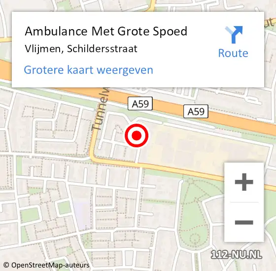 Locatie op kaart van de 112 melding: Ambulance Met Grote Spoed Naar Vlijmen, Schildersstraat op 29 juli 2020 07:55