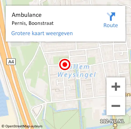 Locatie op kaart van de 112 melding: Ambulance Pernis, Boonstraat op 29 juli 2020 08:04