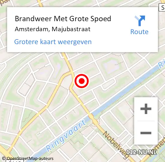 Locatie op kaart van de 112 melding: Brandweer Met Grote Spoed Naar Amsterdam, Majubastraat op 29 juli 2020 09:30