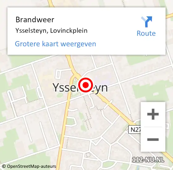 Locatie op kaart van de 112 melding: Brandweer Ysselsteyn, Lovinckplein op 29 juli 2020 12:10